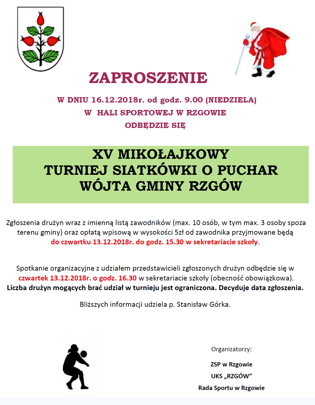 XV Mikołajkowy Turniej Siatkówki o Puchar Wójta Gminy Rzgów